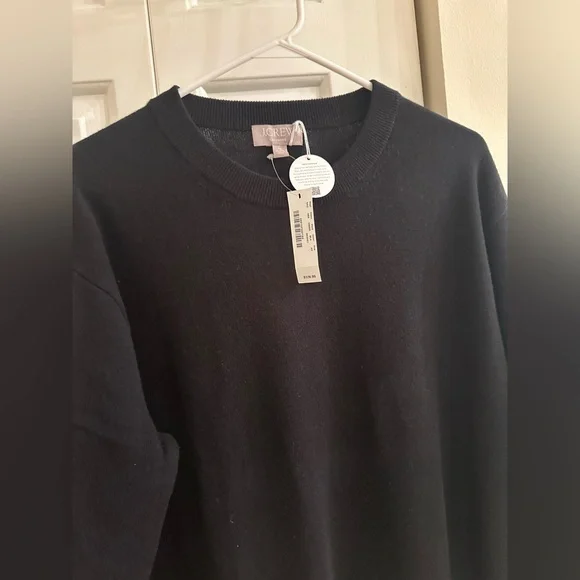 NWT J. Crew $178 100% Cashmere Oversized Crewneck Sweater Black XS (Fits S/M) - Picture 5 of 11
